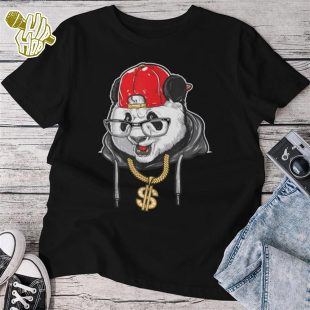 Hip Hop Panda Old School Dollar Sign Chain Rap Dance Women T-shirt